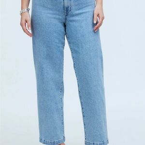 Madewell Emmett Wide Leg Women's Light Blue Jeans in Kieran wash.